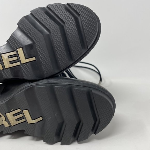 Sorel Womens Black Leather Wedge Heel Lace Up Boots - Picture 8 of 10